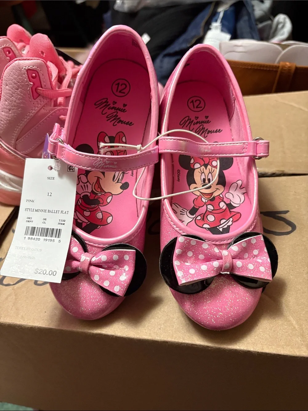Disney Pink Minnie Mouse Girls Ballet Flats with Polka-Dot Bow